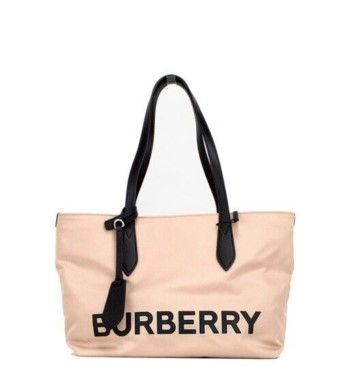 Burberry Small Rose Beige Logo Branded Econyl Nylon Tote Shoulder Handbag Purse - - - Burberry