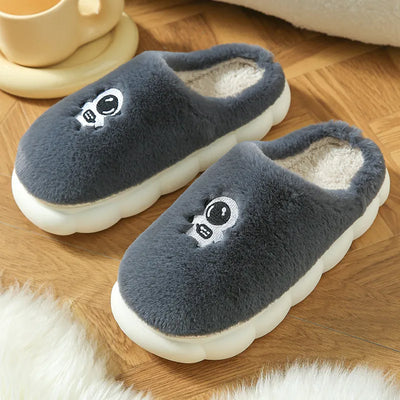 Winter Soft Sole Men's Floor Antiskid Slides Bedroom Slippers Warm Fluffy Slippers Cotton Shoes - Carvan Mart