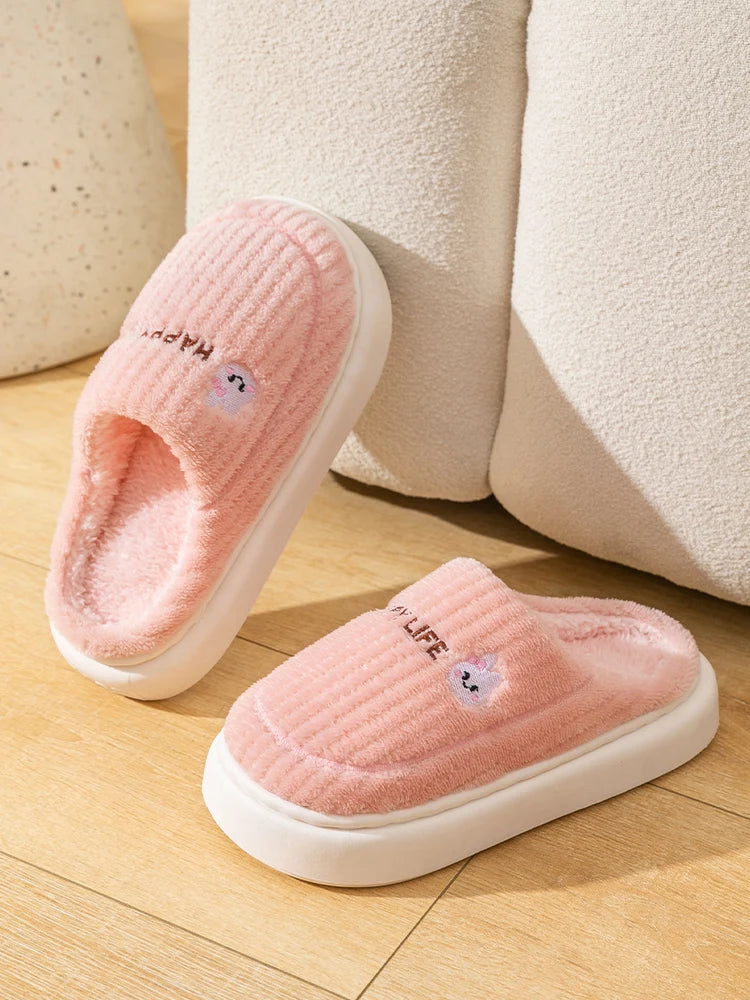 Winter Cotton Slippers Men's and Women's Indoor Soft Sole Non slip Warm Couple Cotton Shoes - - Women's Slippers - Carvan Mart