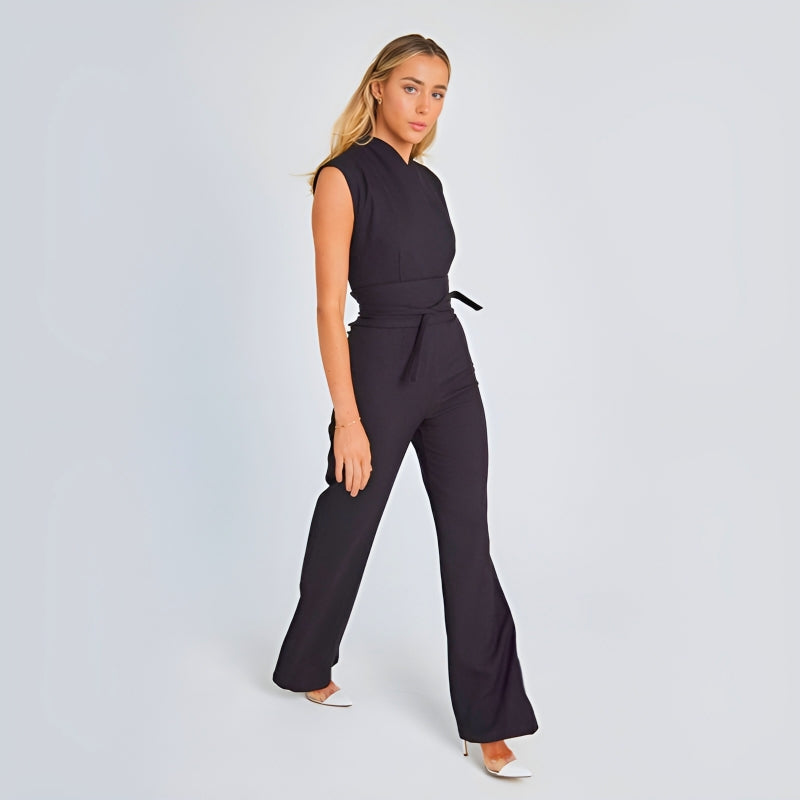 Chic Sleeveless Wide-Leg Jumpsuit for Women - Elegant One-Piece Outfit - Black - Jumpsuits & Rompers - Carvan Mart