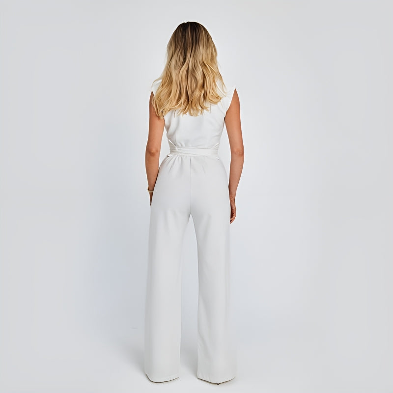 Chic Sleeveless Wide-Leg Jumpsuit for Women - Elegant One-Piece Outfit - - Jumpsuits & Rompers - Carvan Mart