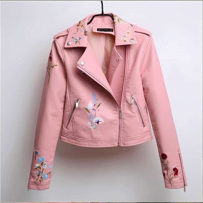 Loose Leather Bomber Jacket - Pink - Leather & Suede - Carvan Mart