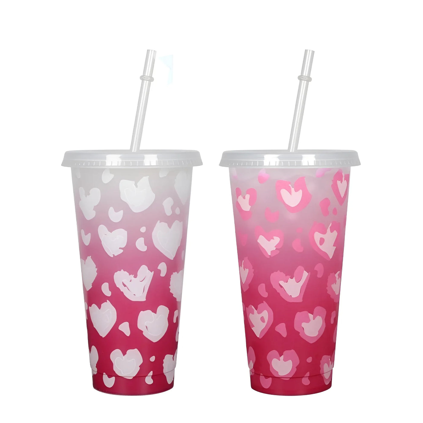 Simple Color Changing Cup With Straw Fashion Cup - Red Single Cup With Keychain 701 To 800ml - Gift - Carvan Mart