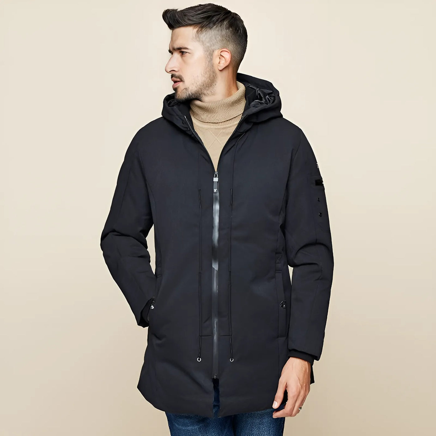 Men's Thick Cotton Hooded Parka Warm Winter Coat - Black - Men's Jackets & Coats - Carvan Mart