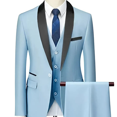 Men 3 Piece Suit Set Men Wedding Suits Groom Tuxedos - Sky blue - Men Suits & Sets - Carvan Mart