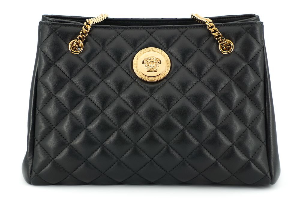 Versace Elegant Quilted Nappa Leather Tote Bag - - - Versace