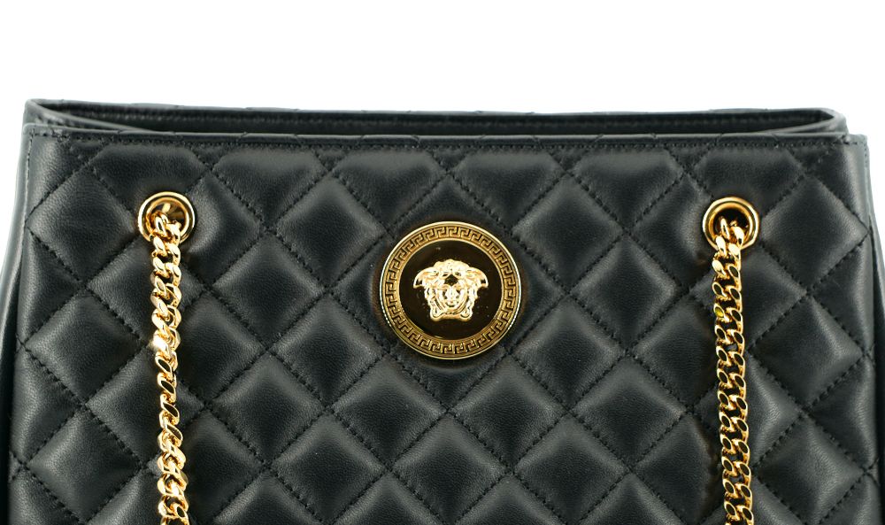 Versace Elegant Quilted Nappa Leather Tote Bag - - - Versace