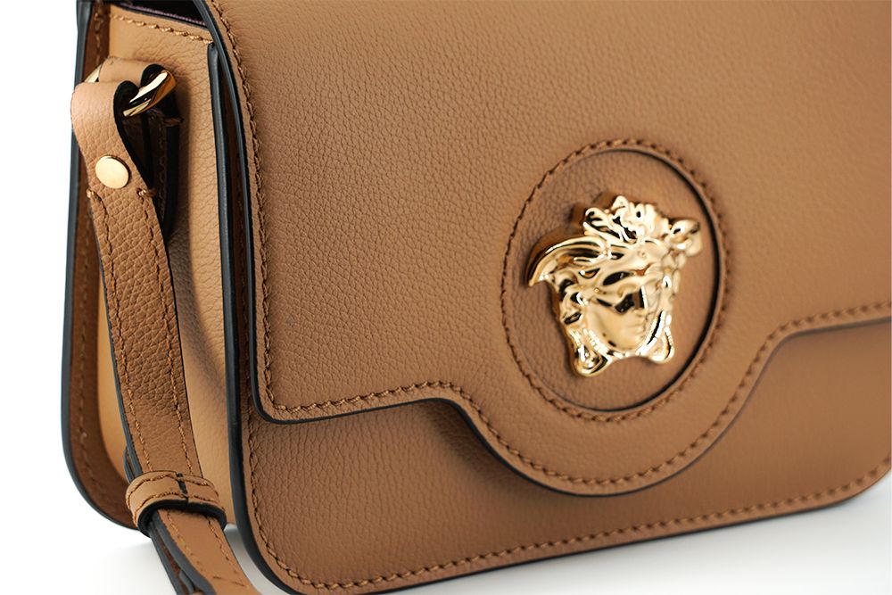 Versace Elegant Calf Leather Shoulder Bag in Brown - - - Versace