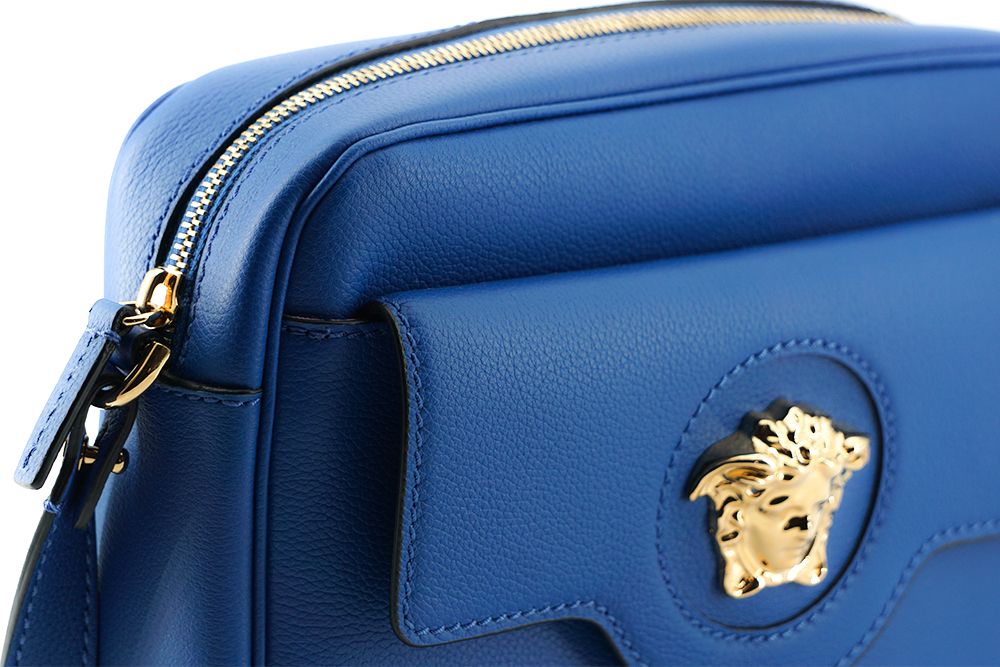 Versace Elegant Blue Calf Leather Camera Case Bag - - - Versace