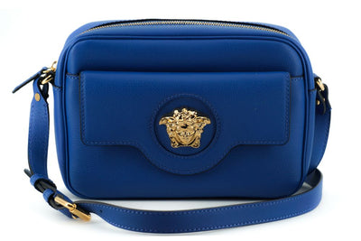 Versace Elegant Blue Calf Leather Camera Case Bag - Blue - - Versace