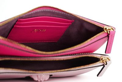 Versace Elegant Pink Leather Pouch Clutch - - - Versace