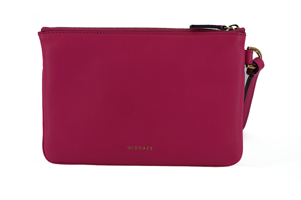 Versace Elegant Pink Leather Pouch Clutch - - - Versace