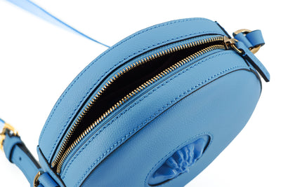 Versace Chic Blue Leather Round Shoulder Bag - - - Versace