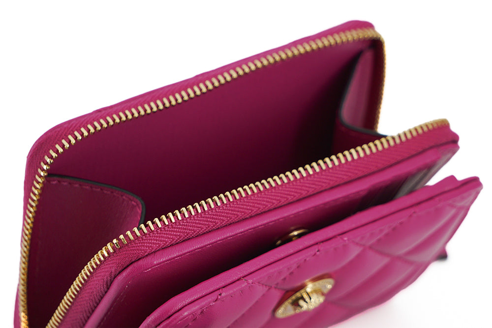 Versace Elegant Purple Quilted Leather Wallet - - - Versace