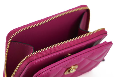 Versace Elegant Purple Quilted Leather Wallet - - - Versace