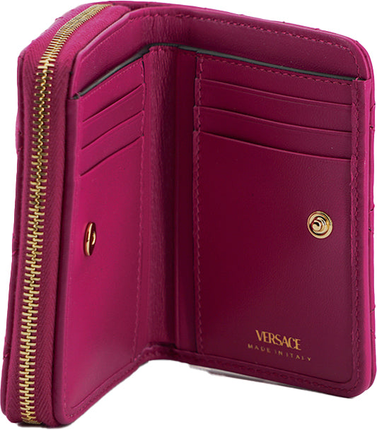 Versace Elegant Purple Quilted Leather Wallet - - - Versace