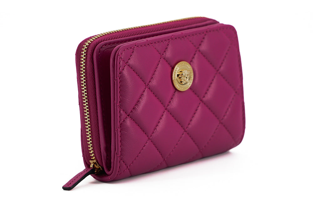 Versace Elegant Purple Quilted Leather Wallet - - - Versace