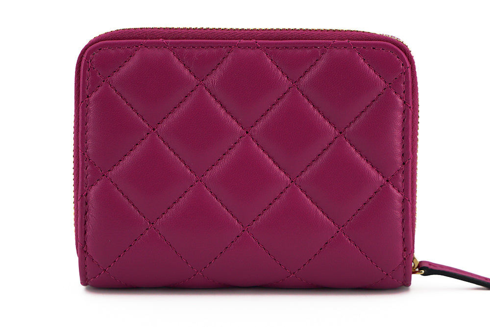 Versace Elegant Purple Quilted Leather Wallet - - - Versace