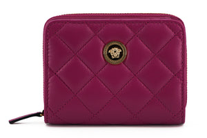 Versace Elegant Purple Quilted Leather Wallet - Purple - - Versace