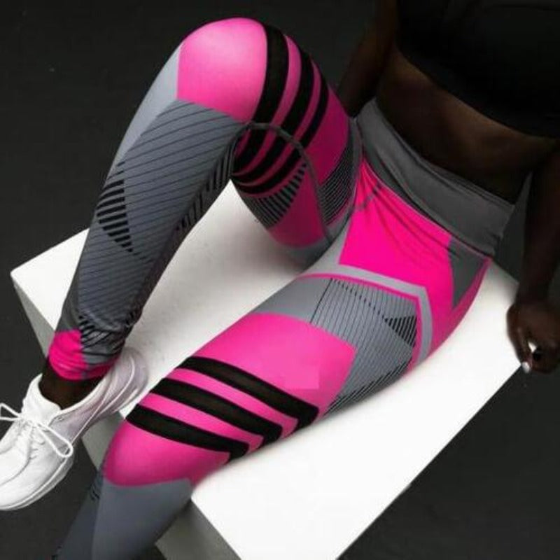 Women's Yoga Pants High Waist Workout Reflective Printed Running Leggings - Carvan Mart