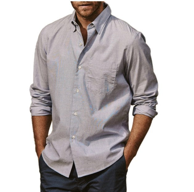 Trendy Linen Button-ups Fashion Men's Long-sleeve Shirt - Grey - Men's Shirts - Carvan Mart