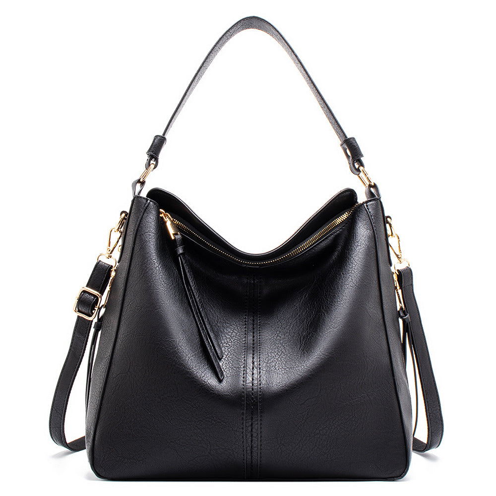 High Capacity Fashion Hobo Bags - Versatile PU Leather Tote for Women - Black - Shoulder Bags - Carvan Mart