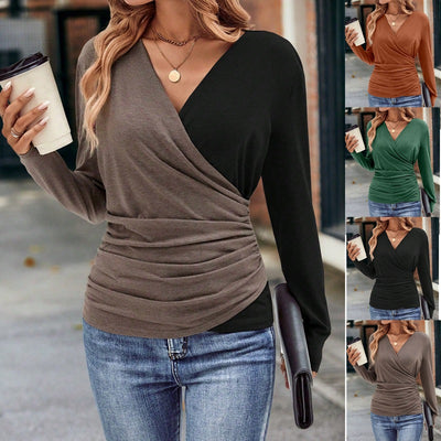 Ladies New Slim Waist Pleated Collar Top - Carvan Mart