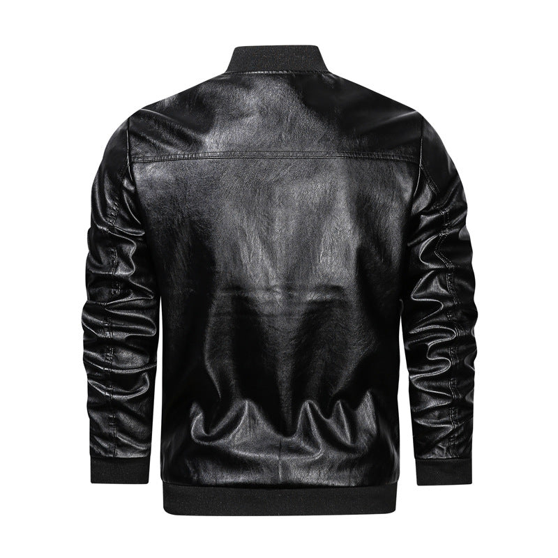Men Casual Leather Jacket Zipper Leather - Carvan Mart