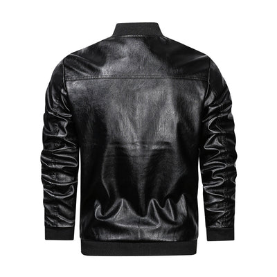 Men Casual Leather Jacket Zipper Leather - - Genuine Leather - Carvan Mart