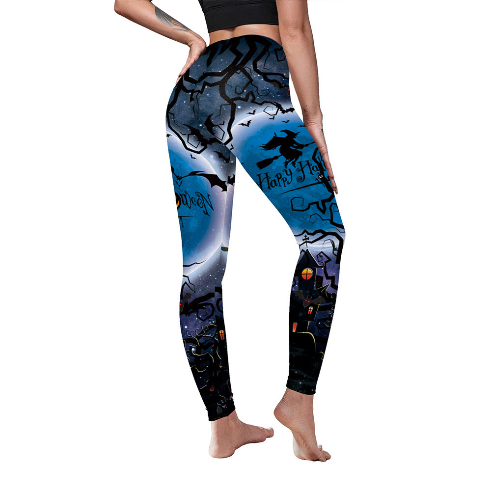 Women's Halloween Leggings - High-Waisted Spooky Print Yoga Pants - - Pants & Capris - Carvan Mart