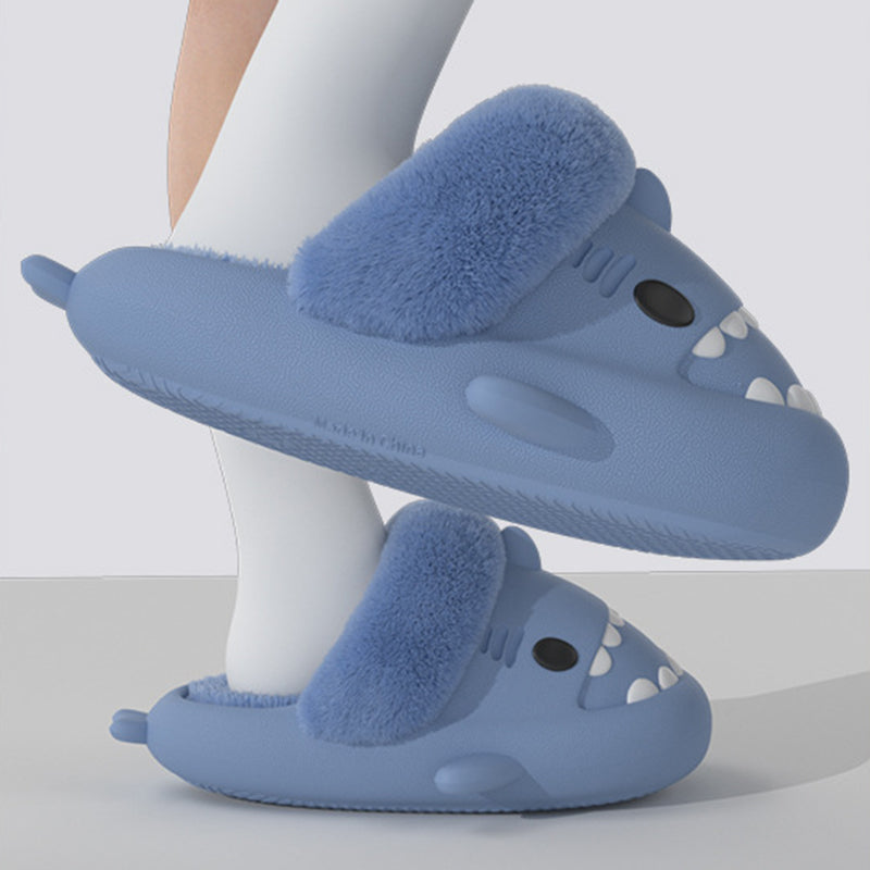 Winter Shark Slippers Detachable Warm Fuzzy Slippers Bedroom House Shoes Women - Carvan Mart