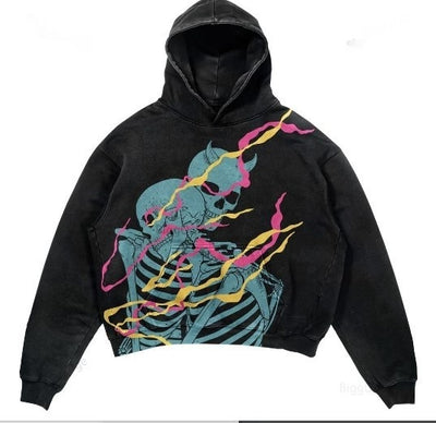 Gothic Punk Design Hoodie | 3D Printed Fashion Pullover - Black 18 - Men's Hoodies & Sweatshirts - Carvan Mart