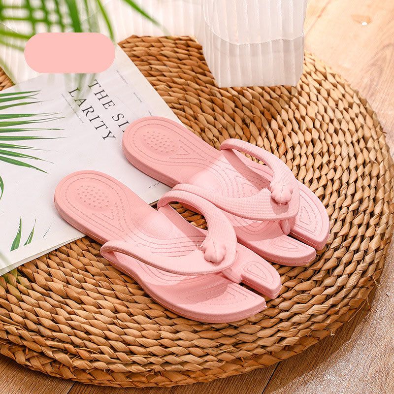 Folding Slipper Travel Flip Flops - Soft Sole Portable Beach Shoes for Men and Women - Pink - Women's Slippers - Carvan Mart