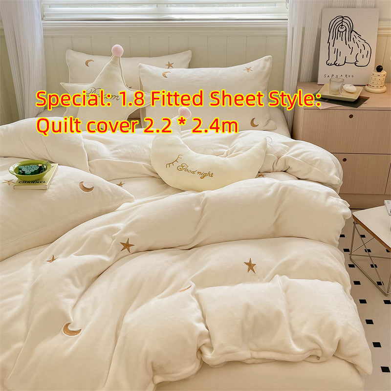 Milk Velvet Four Piece Set Of Healing Princess Style Double Sided Velvet Coral Velvet Bed Sheets - Carvan Mart