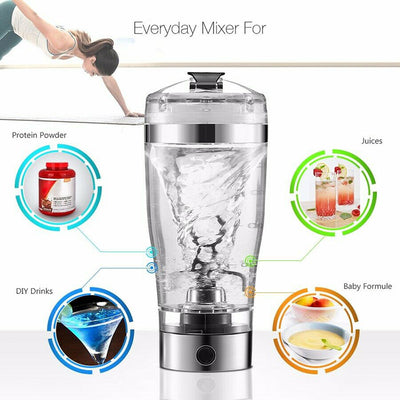 Electric Protein Shake Stirrer USB Shake Bottle Milk Coffee Blender Kettle Sports And Fitness Charging Electric Shaker Cup - Carvan Mart