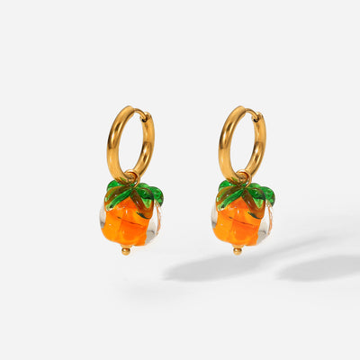 Lovely Glass Beads Persimmon Pendant Earrings - Carvan Mart