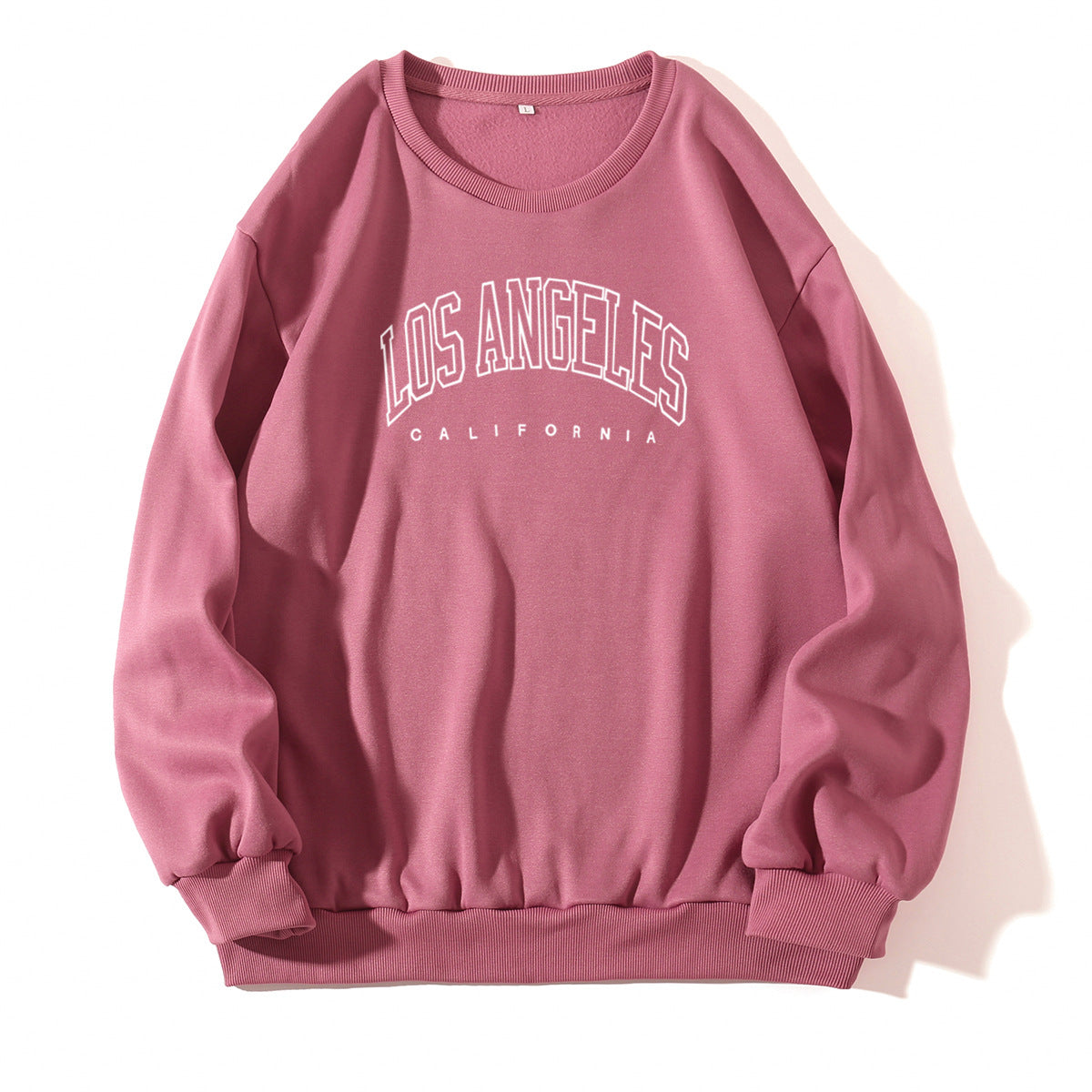 Letter Print Crew Neck Pullover Sweatshirt - Pink - Women Hoodies & Sweatshirts - Carvan Mart