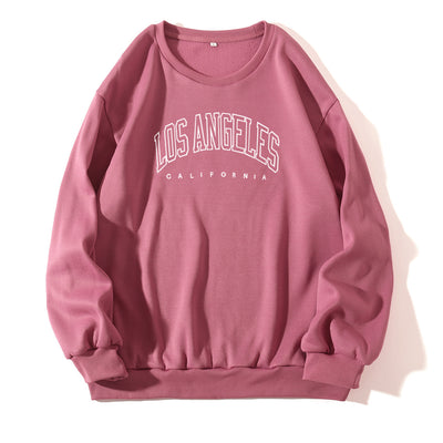 Letter Print Crew Neck Pullover Sweatshirt - Pink - Women Hoodies & Sweatshirts - Carvan Mart