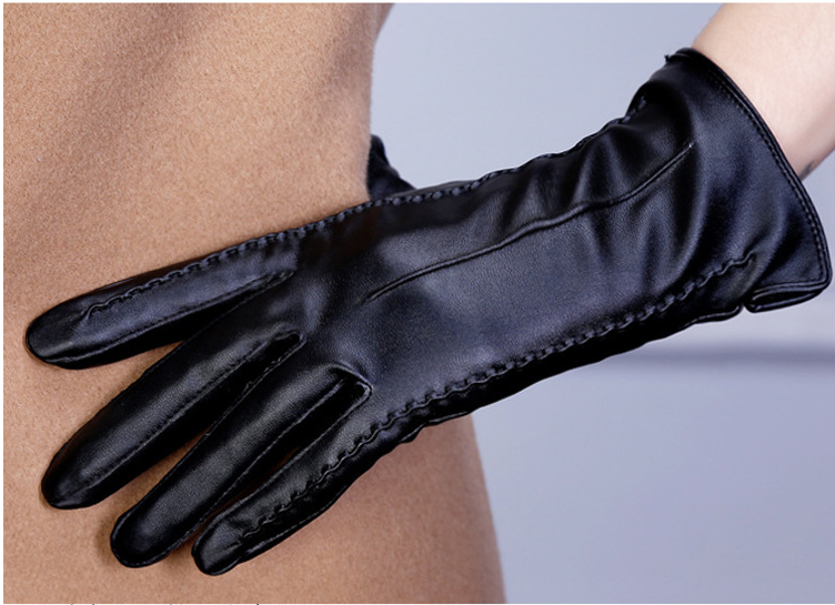 Fashionable Ladies Thick Warm Leather Gloves - Carvan Mart