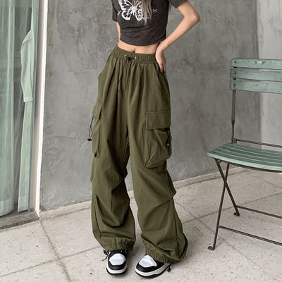 Cargo Pants For Ladies High Street Overalls Wide Leg Baggy Trousers - Carvan Mart