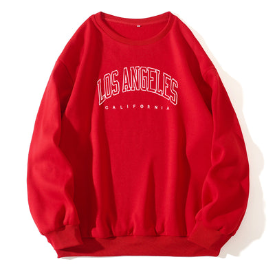 Letter Print Crew Neck Pullover Sweatshirt - Red - Women Hoodies & Sweatshirts - Carvan Mart