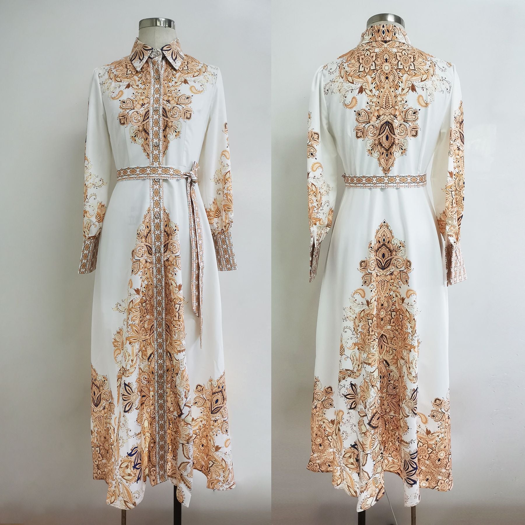 Muslim Women's Arabic Print Swing Dress - Carvan Mart Ltd