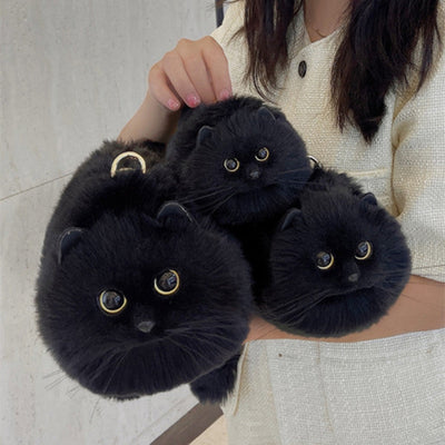 Carvan Handmade Furry Cat Handbags Shoulder Bag - Carvan Mart