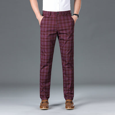 Trendy Plaid Straight Leg Elastic Casual Pants for Men and Women - Carvan Mart