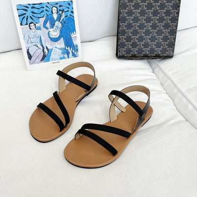 Fashion Cross Buckle Sandals Roman Flat Sandals Women's Shoes - Carvan Mart