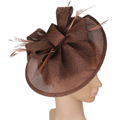 Fascinator Hat Wind Cover Mesh Fashion Bride Wedding Hat - Coffee - Women's Hats & Caps - Carvan Mart