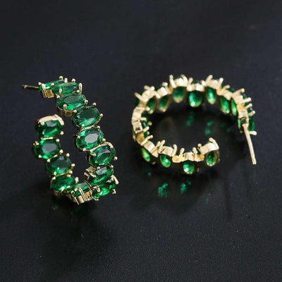 Exaggerated Temperamental Zircon C- Shaped Eardrop Earrings - Carvan Mart