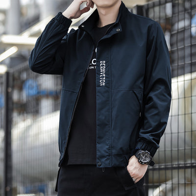 Casual Jacket Men Baseball Uniform Trendy Top - Dark Blue - Men's Jackets & Coats - Carvan Mart