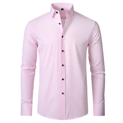 Men's Summer Long Sleeve Plus Size Business Casual Shirt - Breathable & Stylish - Pink - Men's Shirts - Carvan Mart