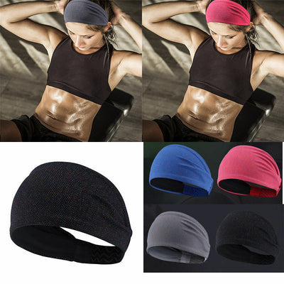 Men Women Sweat Sweatband Headband Yoga Gym Running Stretch Sports Head Band Random Color - - Women's Hats & Caps - Carvan Mart